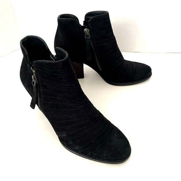 Paul Green Malibu Sliced Zip Bootie Ankle Boot Black Block Heel Suede 3.5UK 6 US - Picture 7 of 9